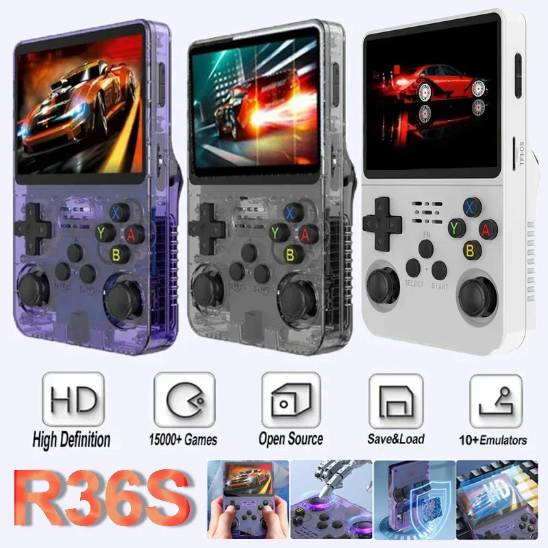 

R36S Handheld Game Console Classic Retro double joystick Linux System 64/128G Portable Pocket Video Player 3.5Inch IPS HD Screen