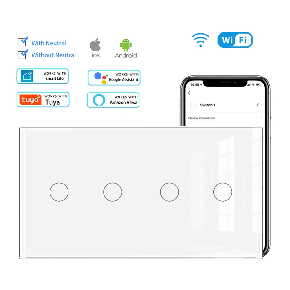 VISWE F8 WiFi Smart Switch 1/2/3 gang 220V Tuya Smart Life Home Touch Sensor Wall Switch Alexa Google Home