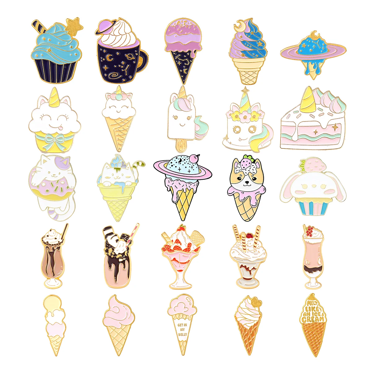 Cold Drink Cat Planet Strawberry Ice Cream Shape Brooch Clothing Accessories Backpack Brooch Badge Lapel Pin Ice Cream Brooch