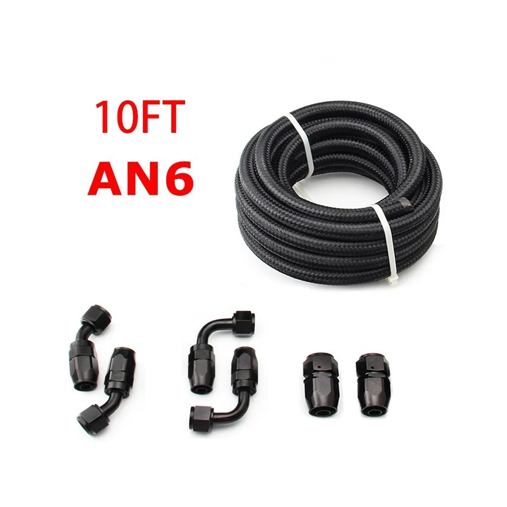 3M AN6/AN8/AN10 CPE Olie Brandstof Fittingen Slanguiteinde 0 + 45 + 90 + 180 Graden Olie Adapter Kit AN6 Gevlochten Olie Brandstofslang Lijn Met Klemmen