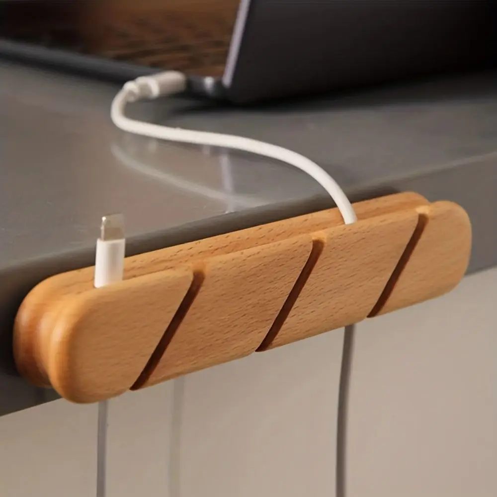 

Portable 2/3 Slots Wooden Cable Clamp Self-Adhesive Universal Cable Management Space Saving Wire Organizer Office
