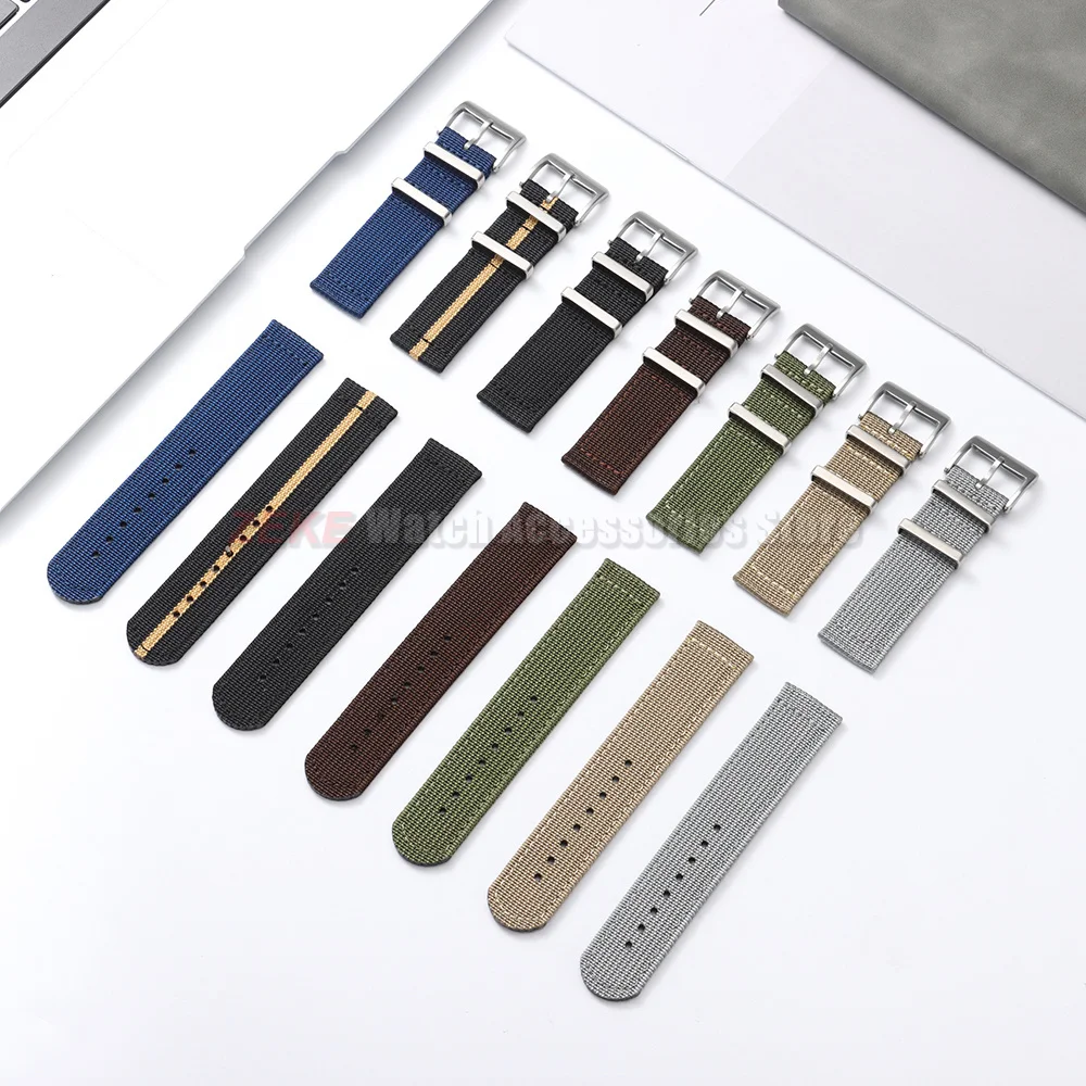 18mm 20mm 22mm Geripptes Nylon-Uhrenarmband Zweiteiliges Militär-Sport-Armband für Herren und Damen Ersatzband für Omega Armband-Zubehör – Detail 3