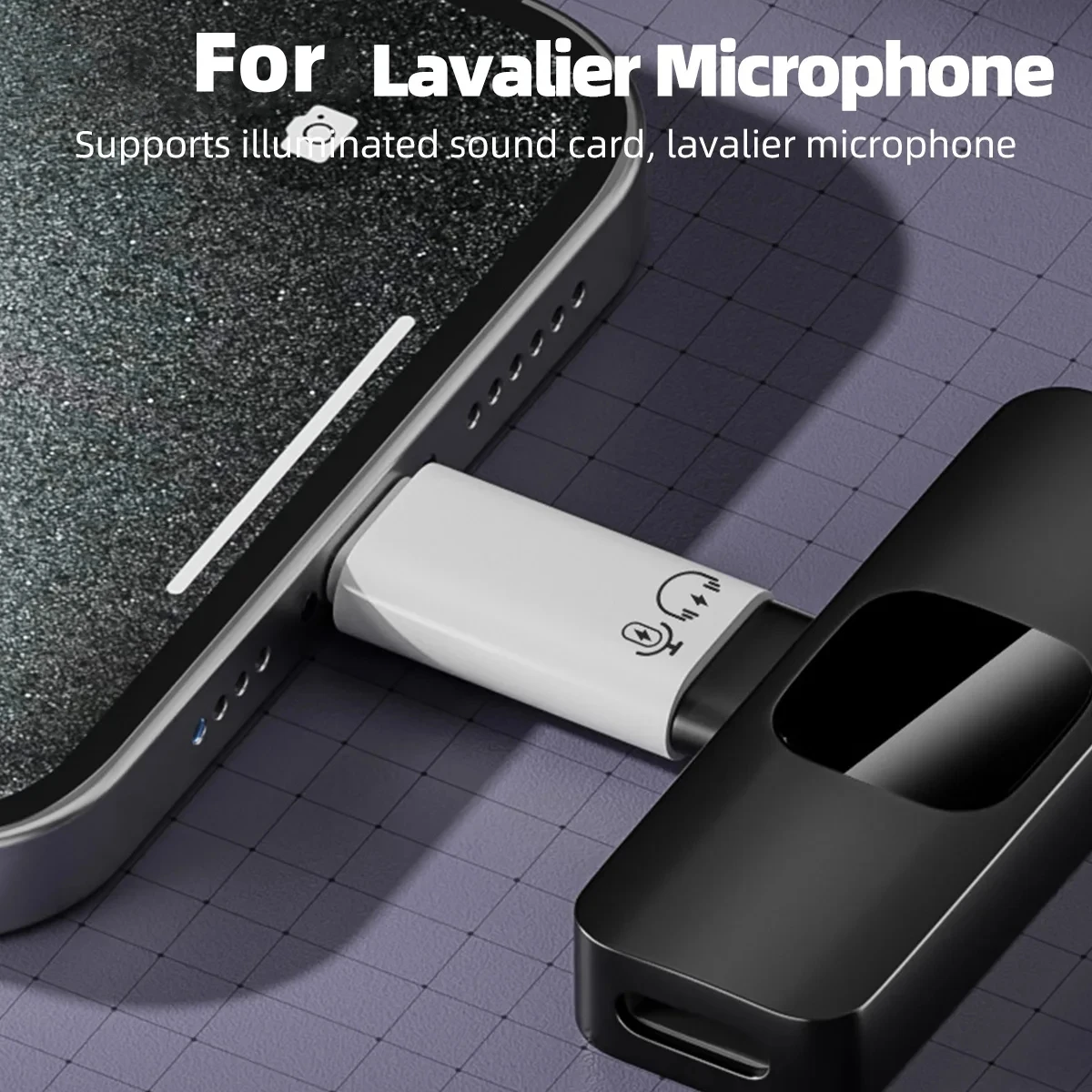 USB C OTG and Charging Exclusive Adapter for Lavalier Microphone Sound Card Support Phone15 Male Type-C to Female 8Pin Converter