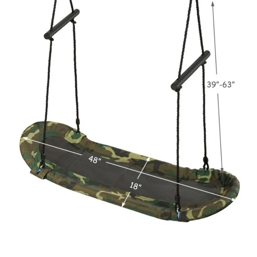 Saucer Tree Swing Surf Outdoor Adjustable Oval Platform Set with Handle