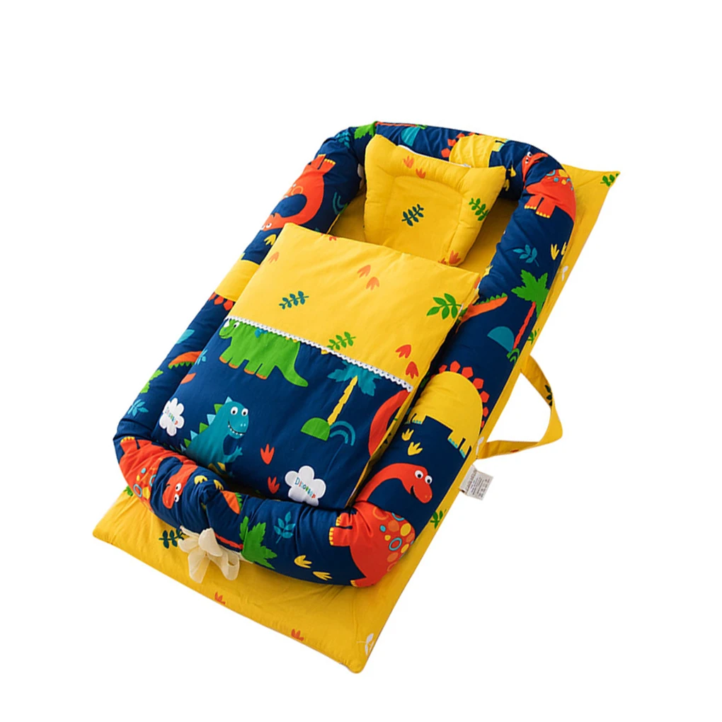 

6Pcs Portable Baby Bed Cushion Set Travel Crib Newborn Nest Sleeping Support Head Pillow, Type 3