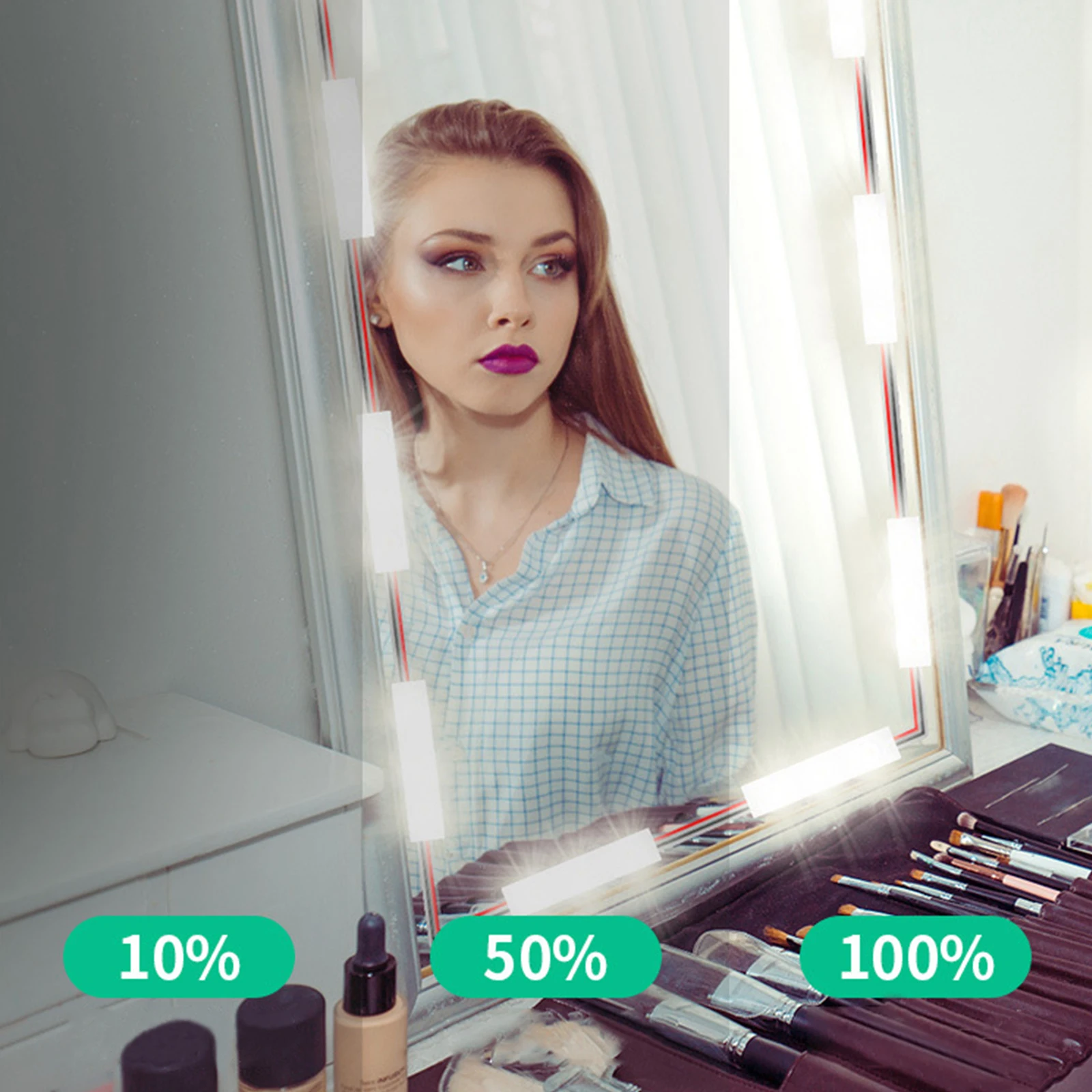 مصابيح ليد لمرآة المكياج مع كابل USB ، أضواء شريط خافتة ، تحكم باللمس ، زينة ، حمام ، مضمد ، 6 مصابيح ليد ، 18 مصباح ليد ، 30 مصباح ليد ، 42 مصباح