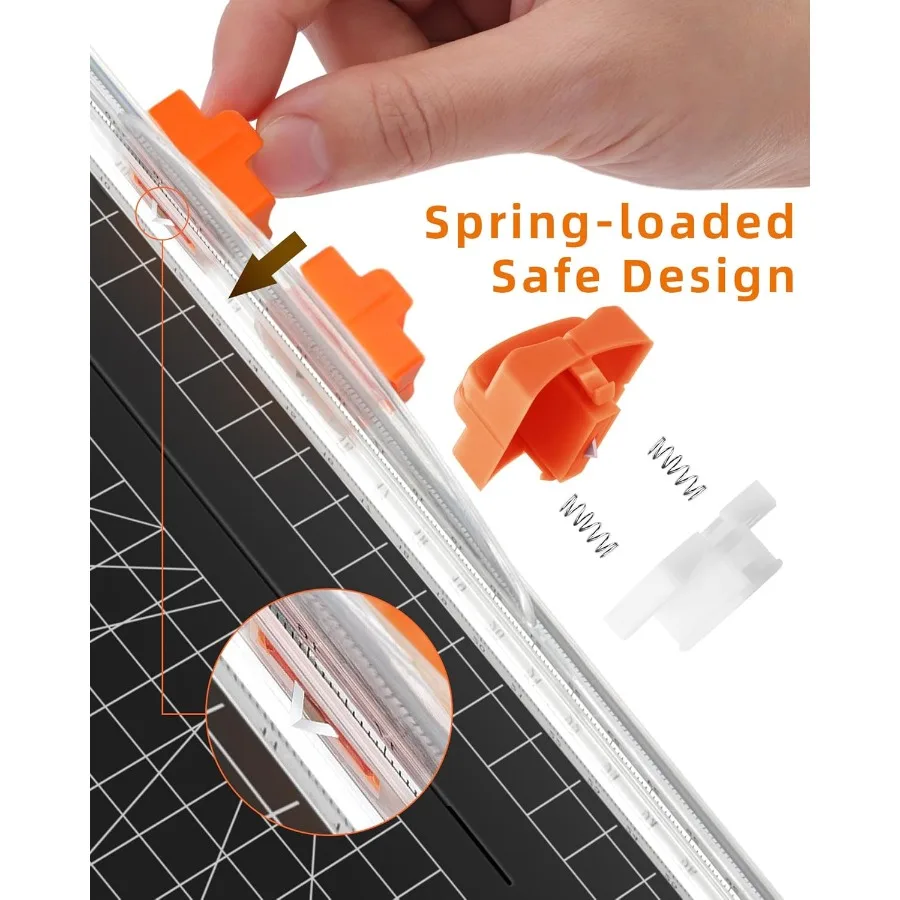 شفرة بديلة لقطع الورق مع تصميم أمان تلقائي لأداة تشذيب الورق باللونين الأبيض والأسود مقاس A4 مكونة من 5 عبوات #3