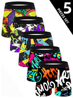 5 Pieces Of Men'S Long Boxer Briefs Soft Comfortable Skin-Friendly Men'S Underwear Explosive Colorful Personality Men'S Pants