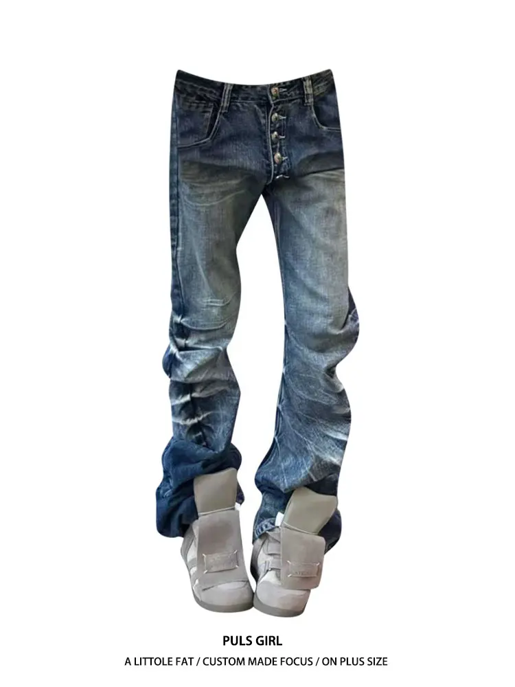 

Женские джинсы с высокой талией, рваные, с эффектом потертости, облегающие, больших размеров, в американском стиле, из выцветшего денима с эффектом трещин