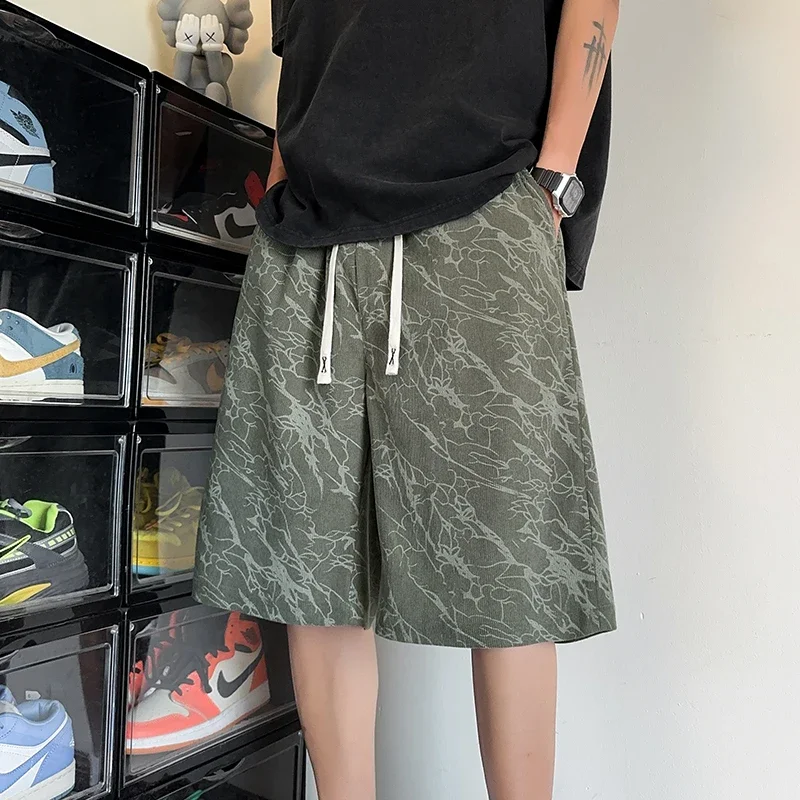 

2025 Summer Men Corduroy Sweatpants Casual Shorts Men's Beach Shorts Basketball Short Trousers Solid Color Sportswear Men