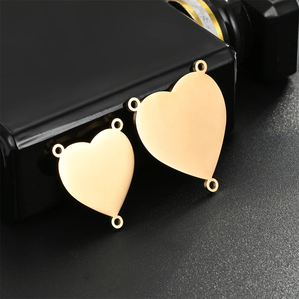 5 Teile/los Polieren Edelstahl Silber/Gold Farben Herz 3 Löcher Armreif Stecker Charms für DIY Schmuck Machen Zubehör – Detail 4
