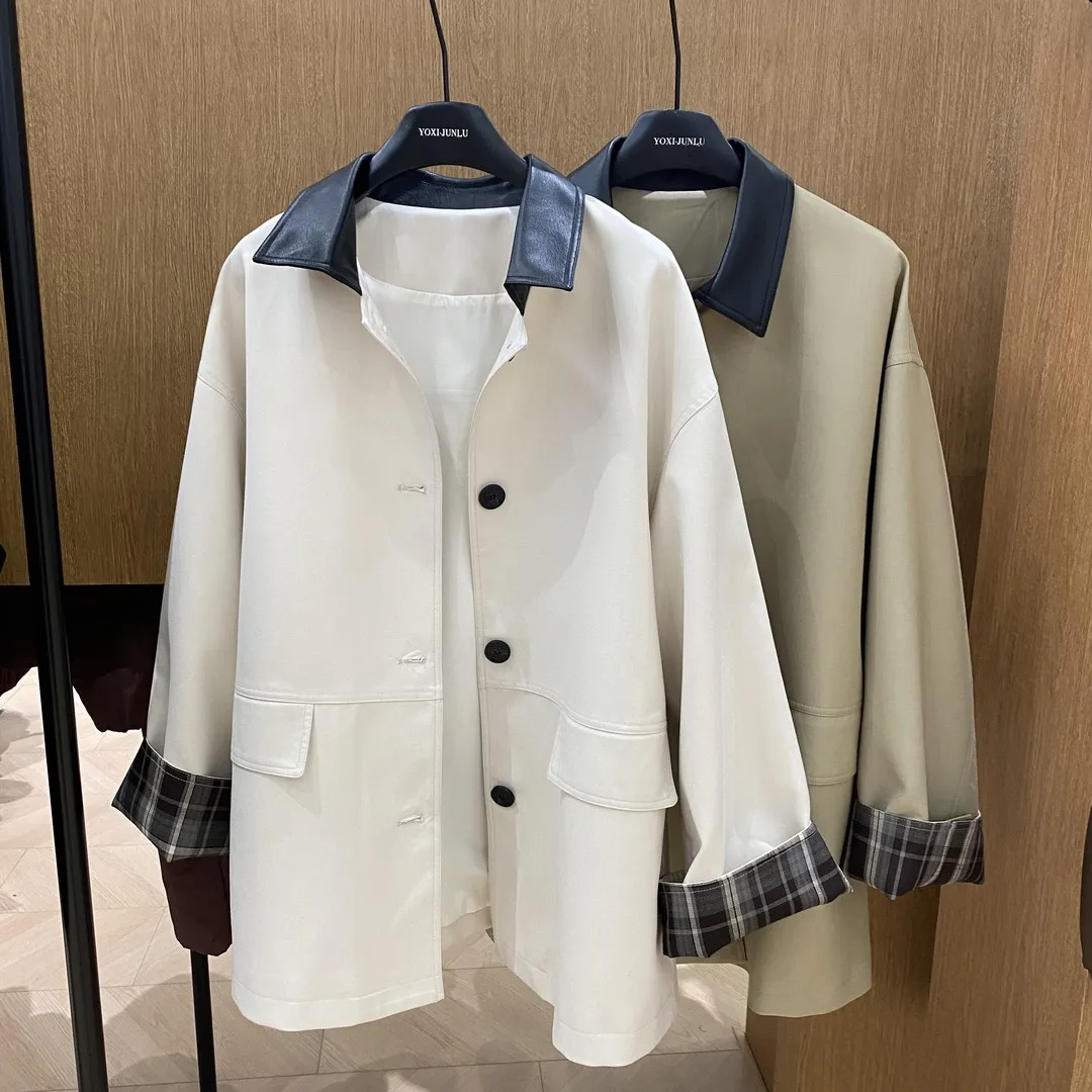 

SuperAen Korean-style Trench Coats for Women's Spring and Autumn New Casual Japan Style Patchwork Lapel Neck Coats