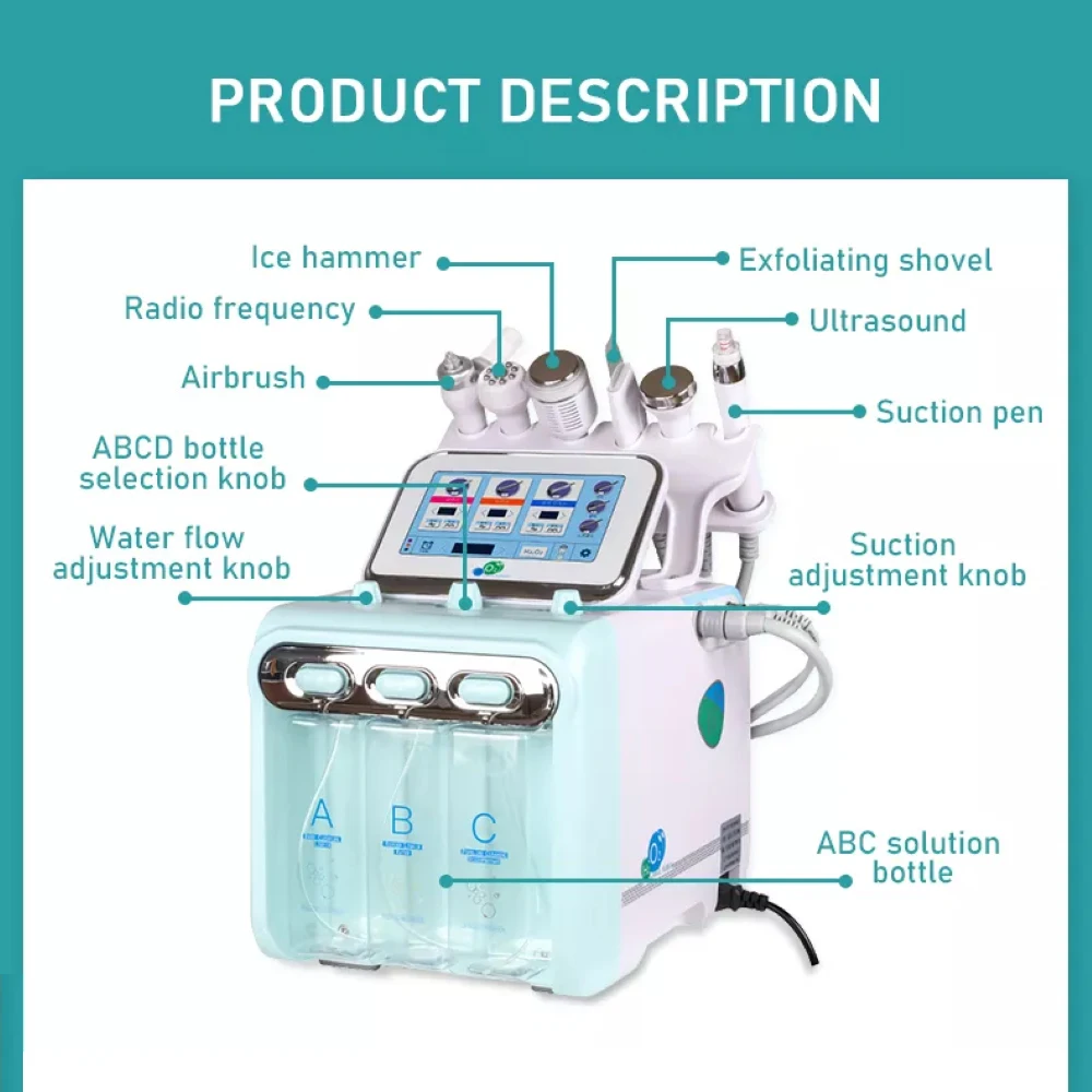 7 in 1 Hydra Small Bubble Machine H202 Hydro Water Microdermabrasion Facial Beauty Device Professional Aqua Peeling Trolley