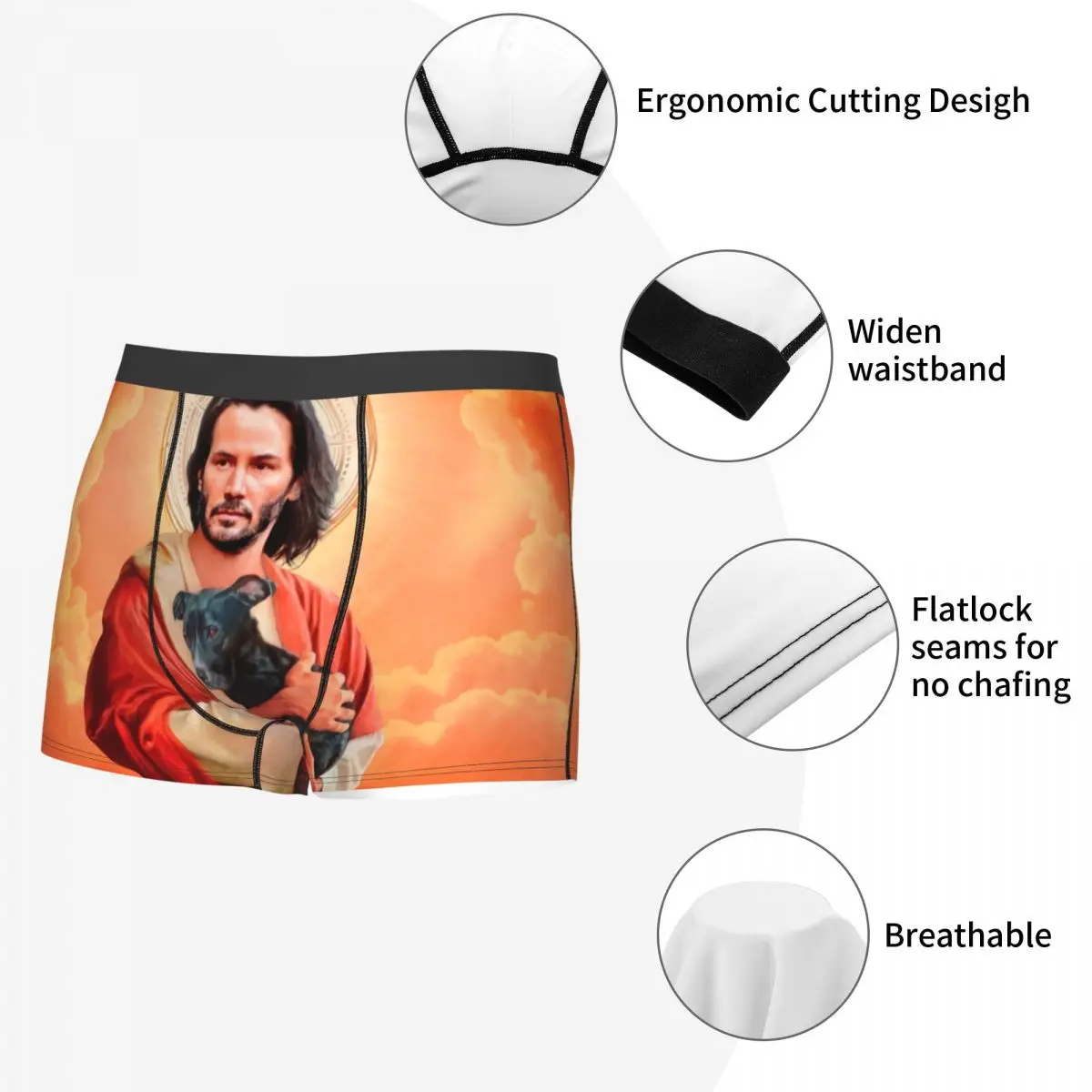 Custom Jesus Saint Meme Keanu Reeves Underwear Men Breathbale Boxer Briefs Shorts Panties Soft Underpants For Male