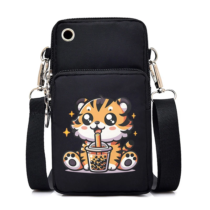 Panda Love Boba Tea Print Women Crossbody Shoulder Bags Wallets Cell Phone Purse Cartoon Anime Purses and Handbags Small Bags