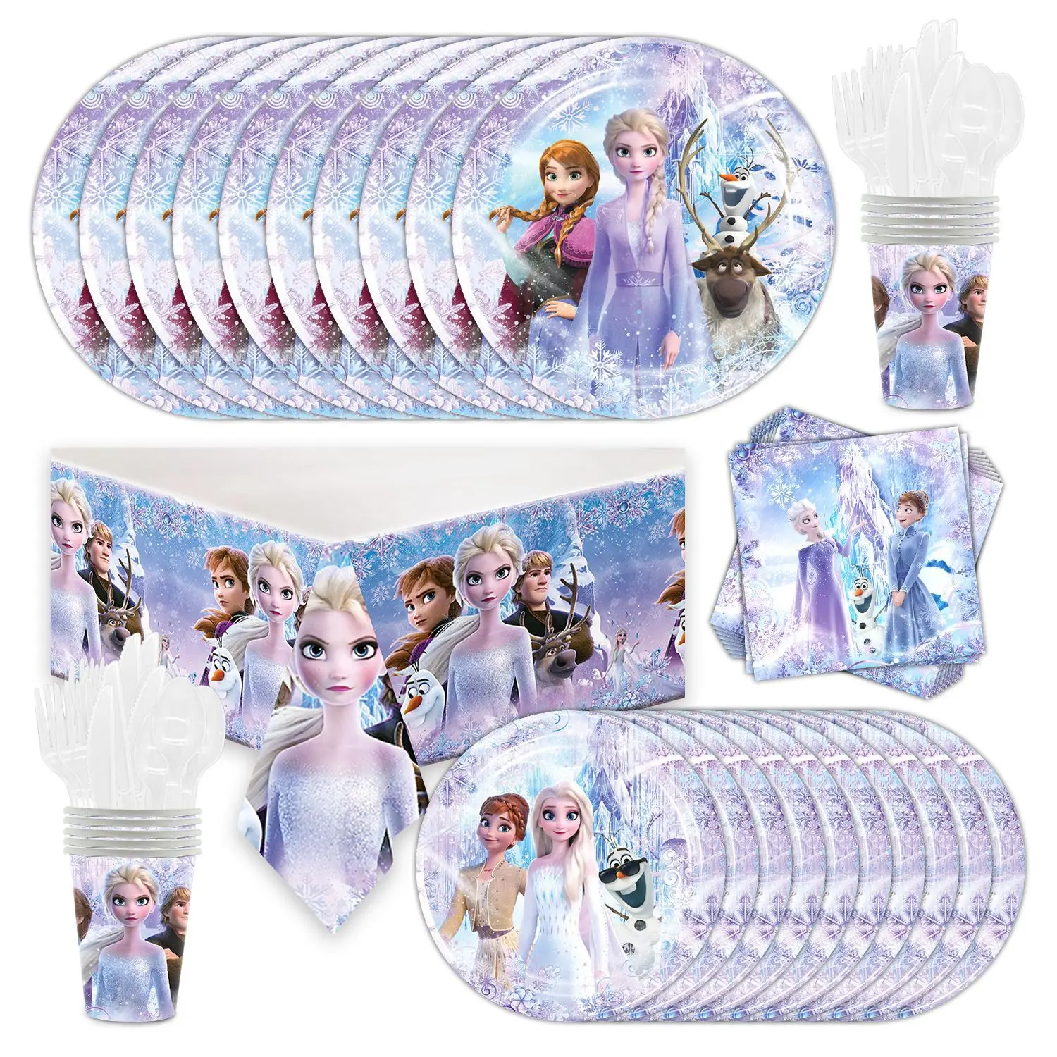 Verjaardag Decoraties Bevroren Elsa Anna Prinses Wegwerp Servies Papieren Borden Cups Banner Baby Douche Bruiloft Feestartikelen