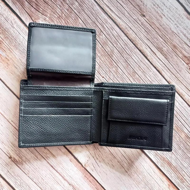 Carteras de cuero genuino a la moda para hombres, billetera plegable para hombres de negocios con bolsillo para monedas