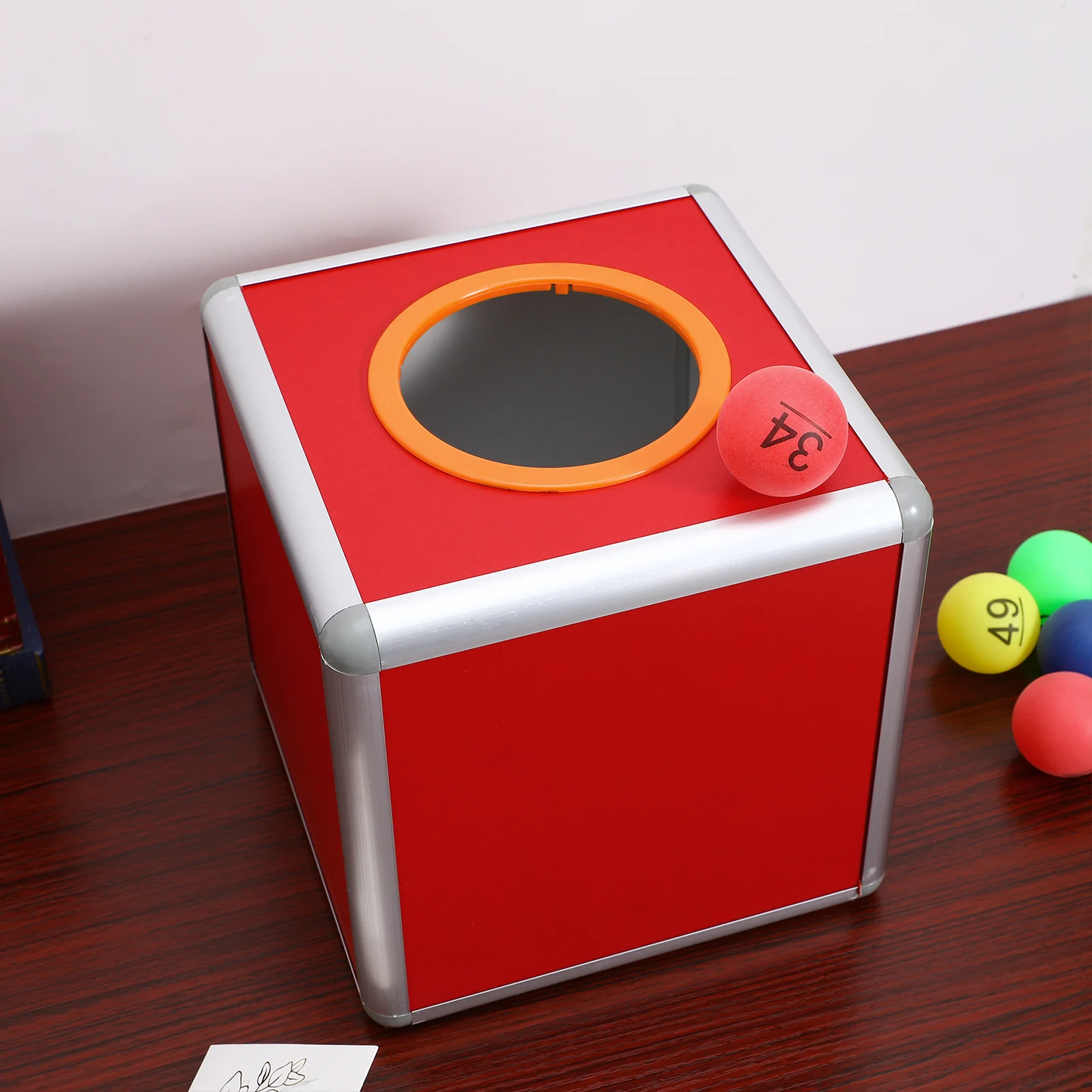 

20Cm Aluminum Alloy Raffle Box Transparent Lottery Container For Party Fundraising Event Small Acrylic Donation Box With Slot