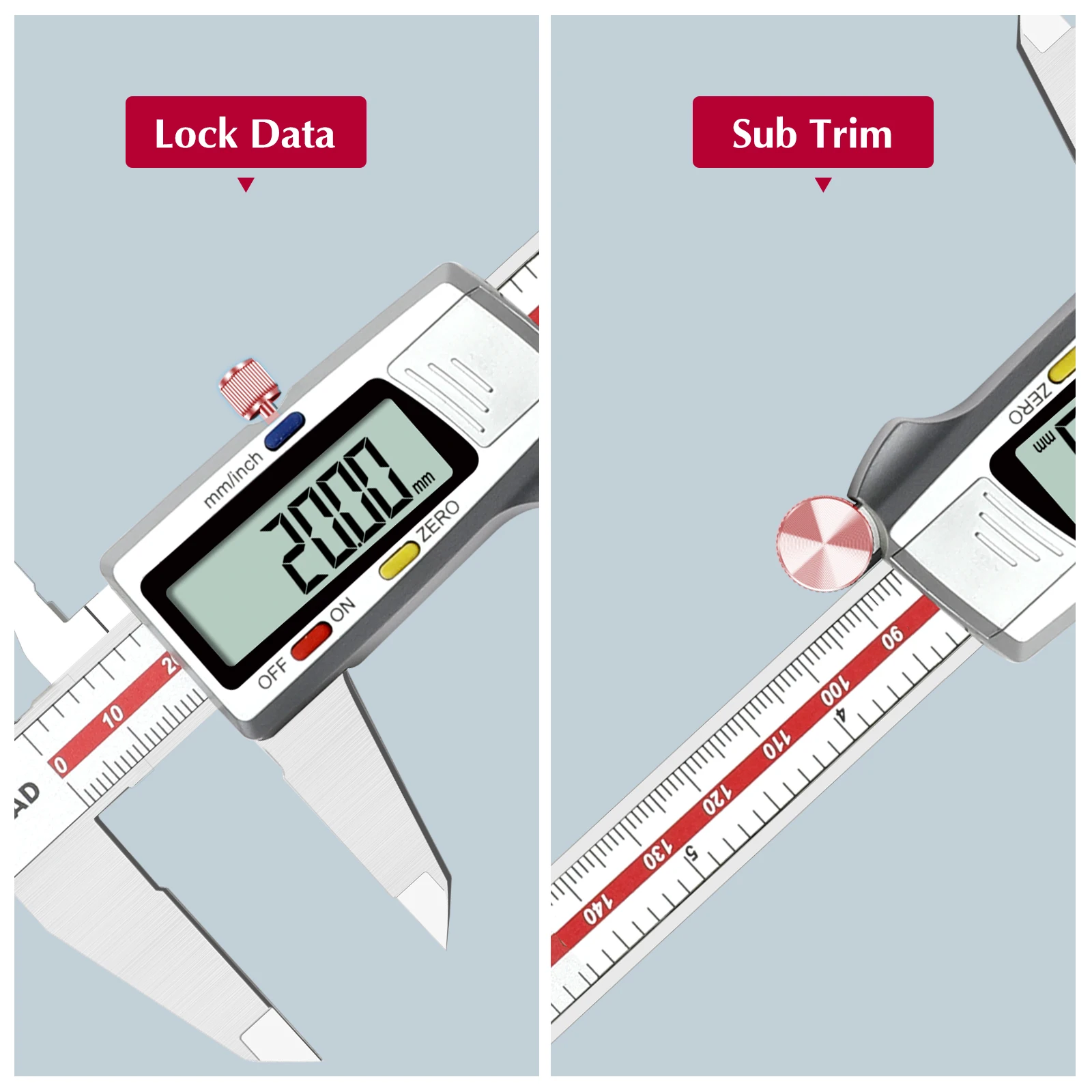 デジタルノギス、大型LCDスクリーン付きステンレス鋼構造、150mm/0-6インチ、工業用グレード、高精度ツール