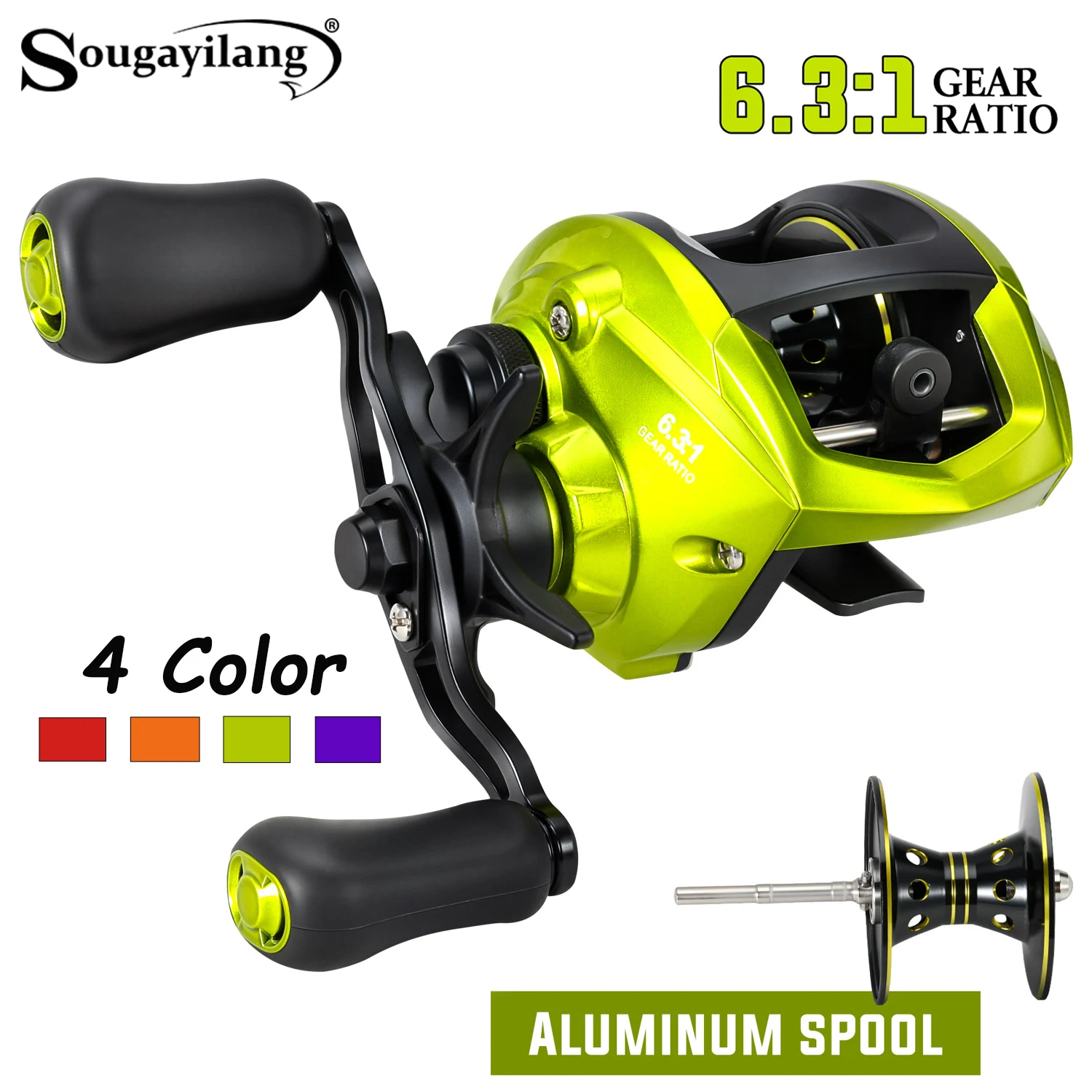 Sougayilang Carretel de Arremesso 6.3:1 para Pesca
