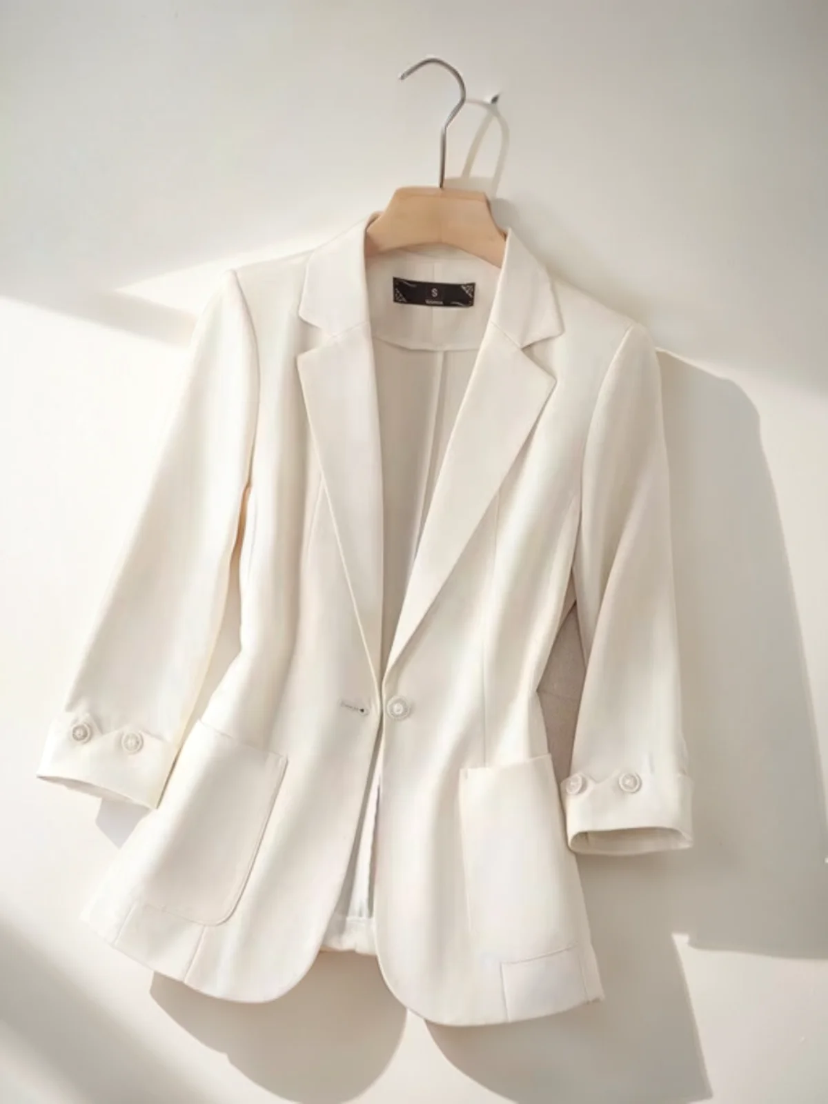 

Женский классический льняной блейзер класса люкс с замшевыми вставками, удлиненный, с ромбовидным узором, тканой текстурой, складками спереди и спущенным плечом, в стиле Ins