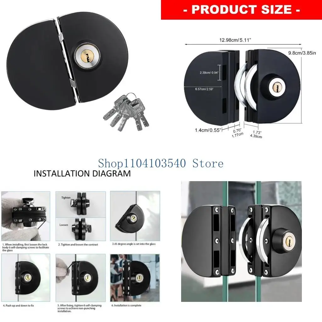 02DC Elegant Stainless Steel Lock Strong & Rustproof Lock for Sliding Glass Door