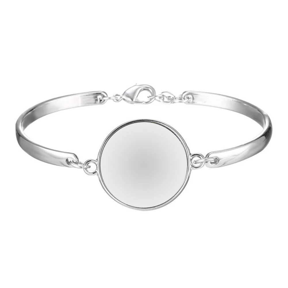 5 pcs 20Mm Stainless Steel Bracelets Round Plate Diy Jewelry Making Craft Resin Pendant Glass Chain Alloy Wristband For Women