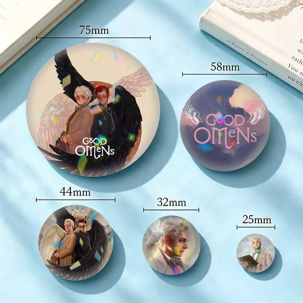 G-Good O-omens TV SHOW 25mm 32mm 44mm 58mm 75mm Brooches Badges Pins for Accessories Gift
