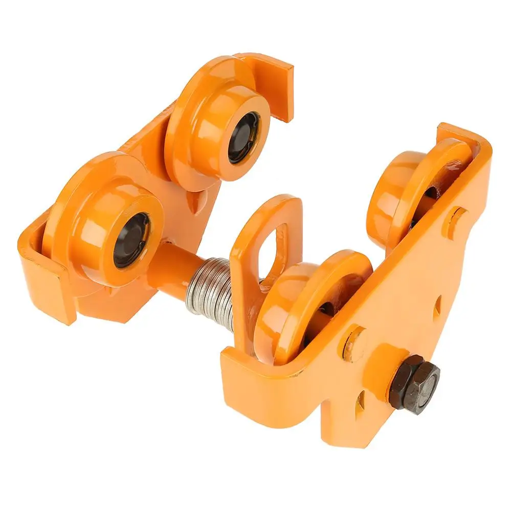 

1 Ton Capacity Adjustable Stainless Steel Push Trolley for Beam Girder Lifting Tools Heavy Duty Precision Chain Hoist Yellow