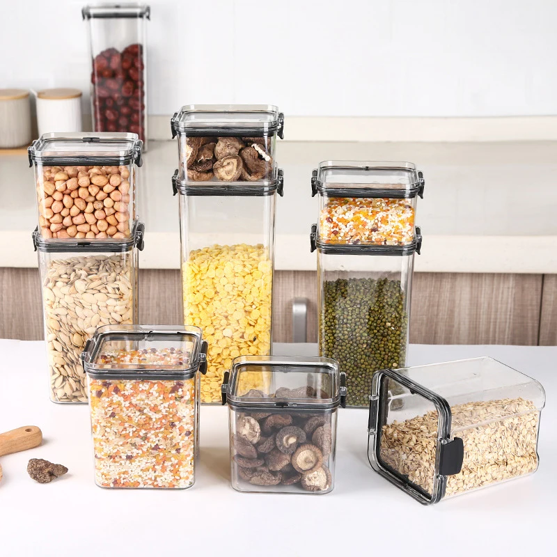 Transparent Air Tight Food Storage Containers Stackable Cereal Dry Food Storage Containers Storage Box Kitchen Accessories