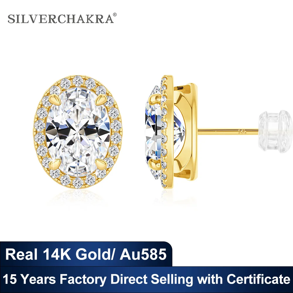 Original 14k Gold Stud Earrings for Women Moissanite Diamond Jewelry New Studs Certified Moissanita Au585 Wedding Unisex Jewelry