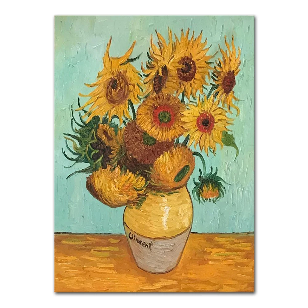 Handpainted Sunflowers Oil Painting Canvas Wall Art Art Deco Still Life Modern Home Decor Famous Impression Artists