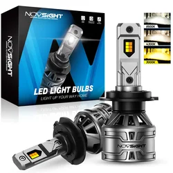 NOVSIGHT H7 LED H4 H11 H8 H9 9005 HB3 9006 HB4 9012 Żarówki reflektorów samochodowych 6500K 4300K 3000K 3-kolorowy reflektor 60W 13000LM Lampa samochodowa