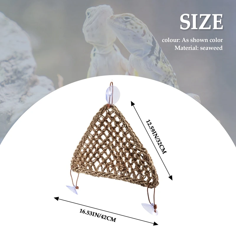 Bearded Dragon Hammock Lizard Lounger,100% Natural Seagrass Fibers For Reptiles,Geckos,Iguanas,Hermit Crabs And Snakes,Triangula