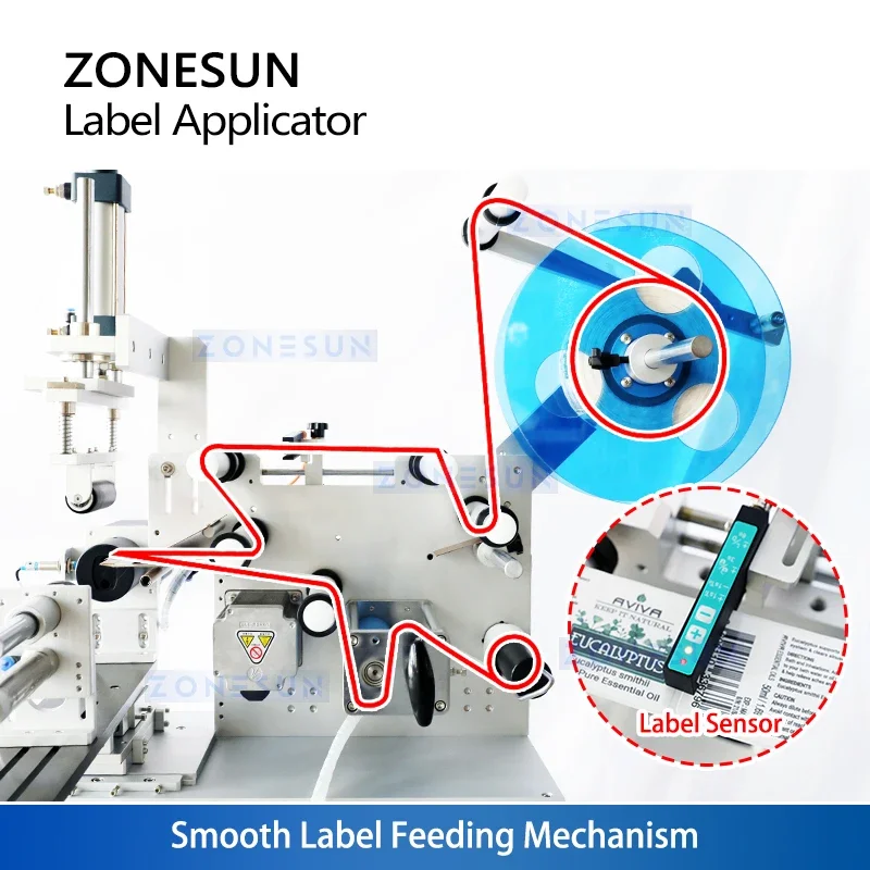 ZONESUN ZS-TB805 Semi-automatic PET Plastic Cans Lighter Water Milk Juicer Hexagon Bottle Stick Mark Labeling Machine Labeller