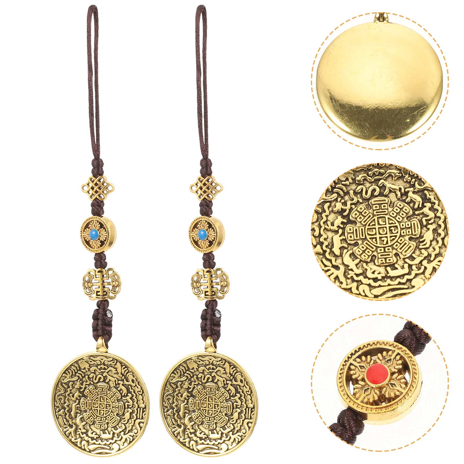 

2Pcs Tibetan Rope Pendant Necklace Retro Vintage Style Sweater Chain Neck Accessory Creative Gift Tibetan Pendant Necklace