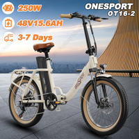 ONESPORT OT16-2 Folding Electric Bicycle 250W Brushless Motor 48V15.6Ah Removable Battery Electric Bike 20 Inch tires City EBIKE