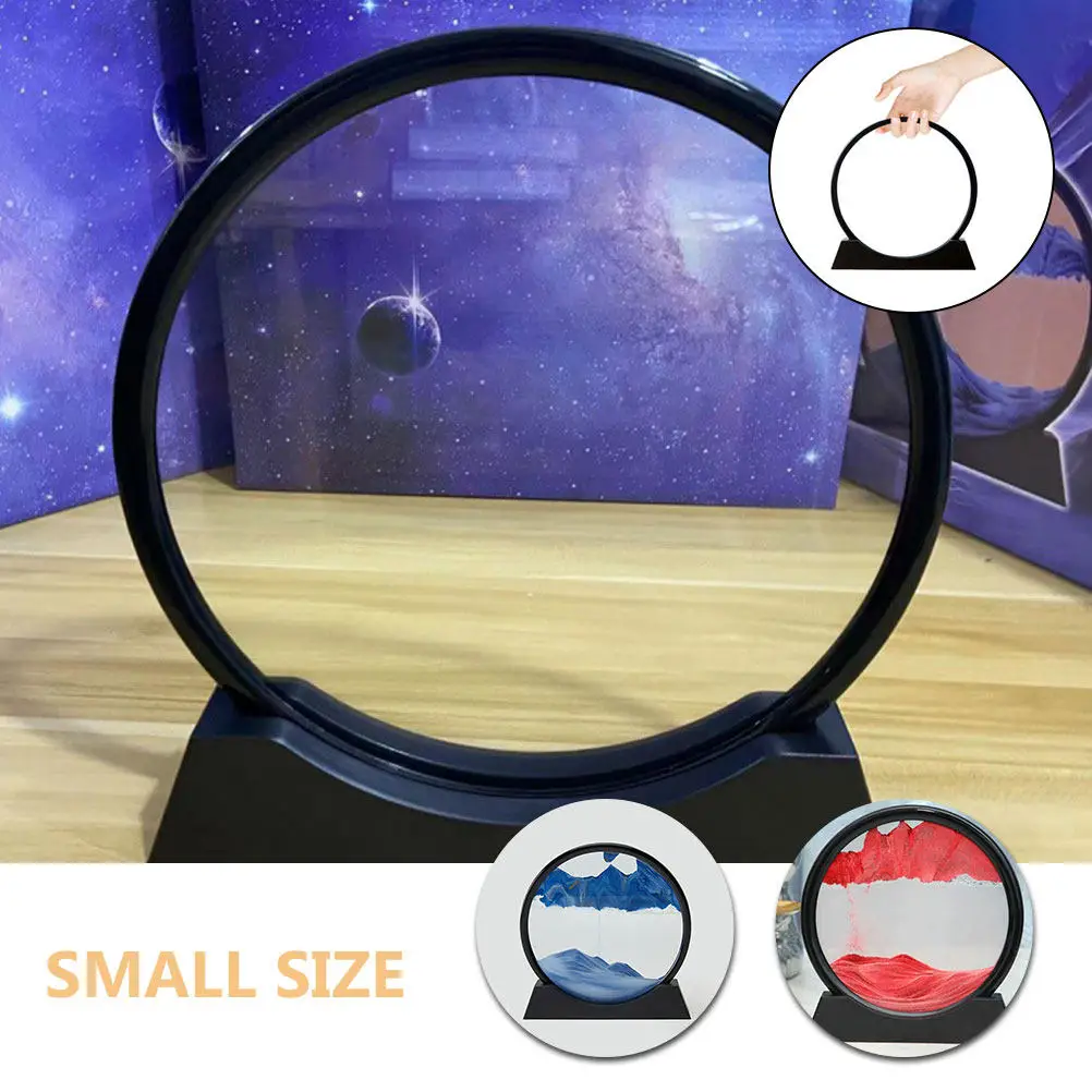 DIY Beweglicher Sandbild-Bilderrahmen aus schwarzem Kunststoff – Zoll-Rund- und Quadrat-Format, fließendes Sand-Set für Kinder, Erwachsene, Bürodekoration