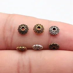 WYSIWYG 100pcs 6x6x2mm Small Hole Beads Charms For Jewelry Making DIY Bracelet Making Antique Silver Color