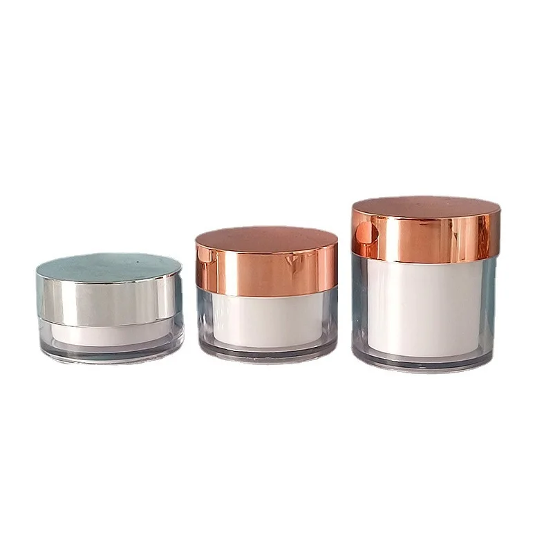 20Pcs Skincare Face Cream Jars Double Layers PS 20G 30G 50G Empty Pots Silver Cap Rose Gold Lid Plastic Containers For Cosmetics