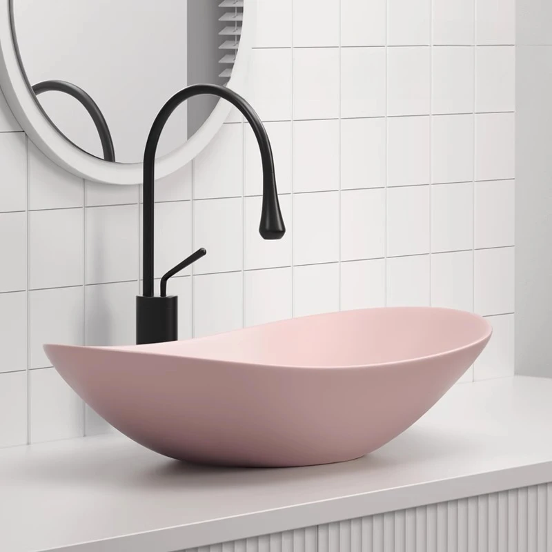 

Morandi dirty pink countertop basin art basin high-end bathroom wash basin ceramic wash tray creative
