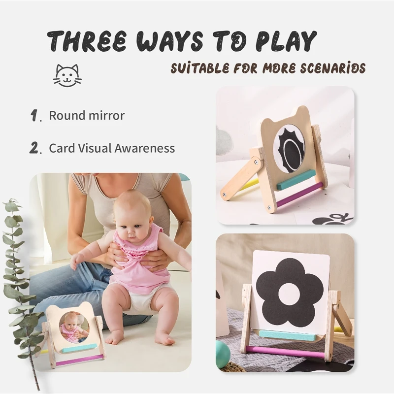 Black and White Newborn Mirror Toys Baby Tummy Time for Babies Montessori Development Crawl High Contrast Activity Sensory Toy view 4