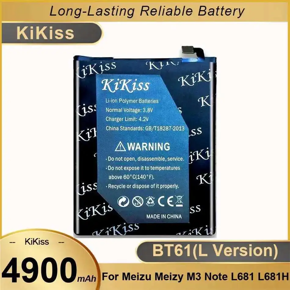 

Аккумулятор мобильного телефона 4900 мАч для Meizu Meizy M3 Note L681 L681H Прочная версия BT61 L Надежная замена