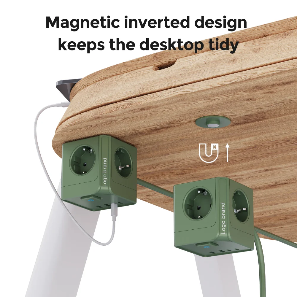 1 شريط طاقة 7 في 1 للاتحاد الأوروبي، واقي عرام قطاع الطاقة، سلك تمديد بطول 1.5 متر، 3 منافذ تيار متردد 3 USB 1 Type-C، توقيت إيقاف شحن سطح المكتب #1