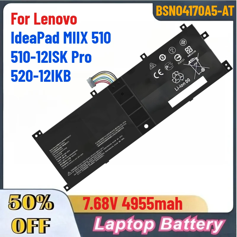 7.68V 4955mah BSNO4170A5-AT คุณภาพสูงแบตเตอรี่แล็ปท็อปสำหรับ Lenovo IdeaPad MIIX 510 510-12ISK Pro 520-12IKB จัดส่งรวดเร็ว