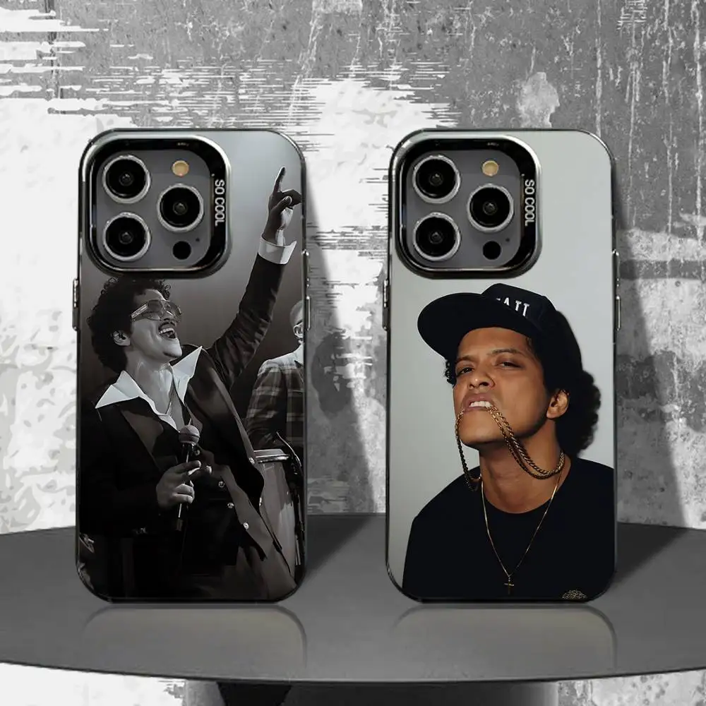 

B-bruno M-Mars Phone Case For iPhone 16,15,14,13,12,11,Pro,XS,Max,Plus,Mini,SE4,E Black Matte Shockproof Cover