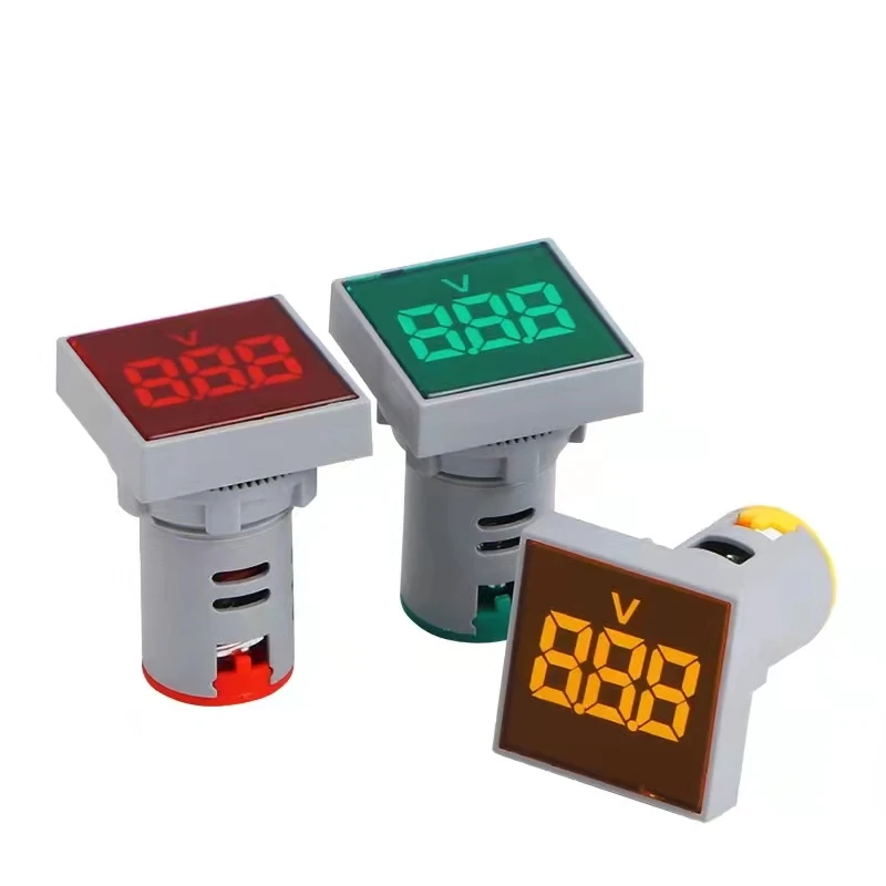 1pc Mini New 22MM AC 20-500V Voltmeter Square Panel LED Digital Voltage Meter Indicator Light Tester Red Blue Yellow Green White