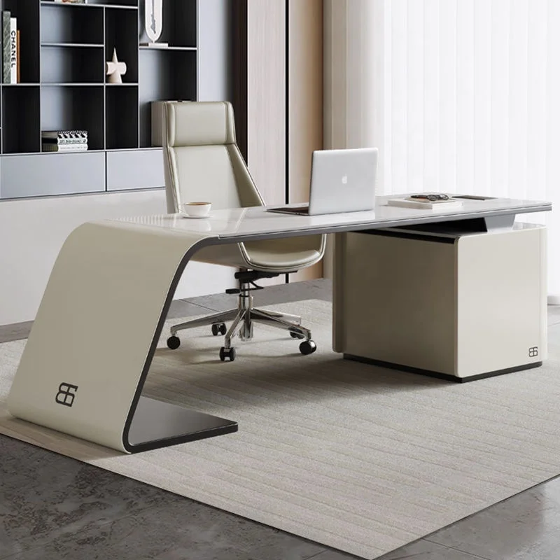 Personalized Modern Minimalist Office Furniture, Painted Desks, L-shaped Luxury Desks for CEOs and Bosses.