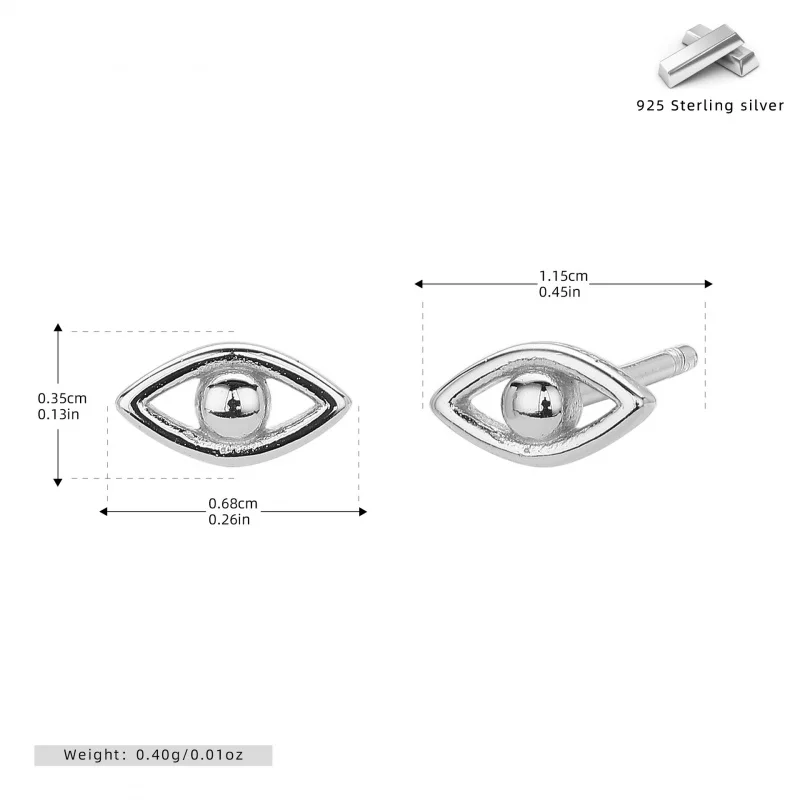 【Mirrordust】Modne, Wykwintne i Proste Kolczyki z Srebra Próby s925 z Motywem Oczu, Uniwersalne, Świeże i Unikalne Dodatki Modowe