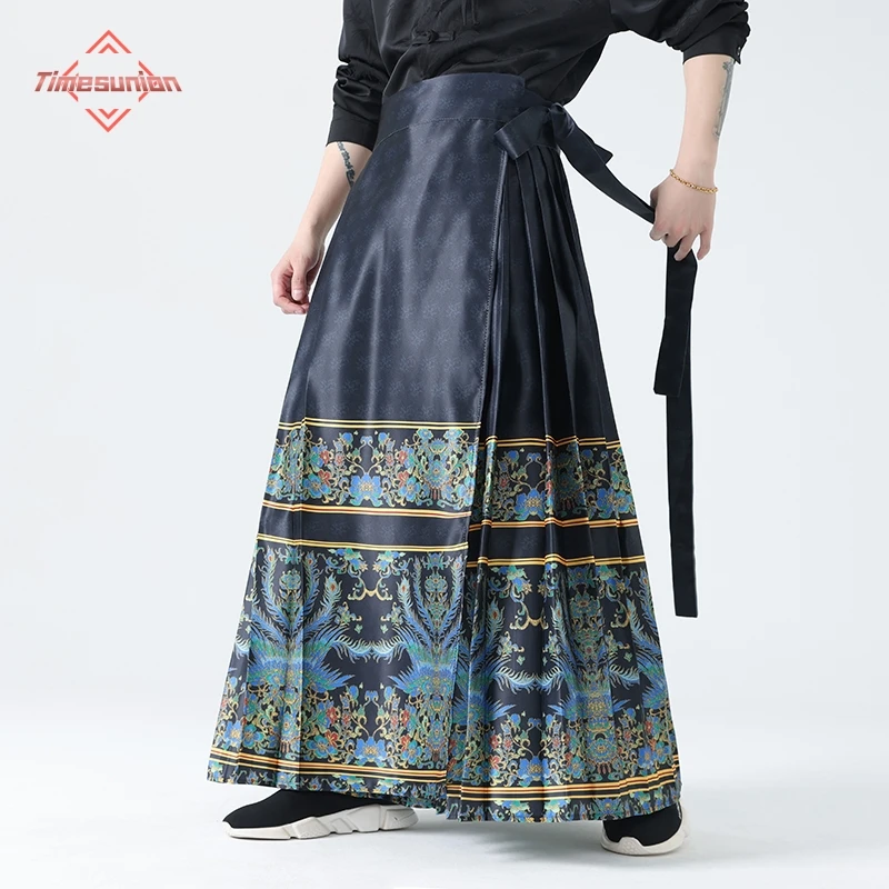 

Ancient Traditional Costumes Chinese Style New Men Women's Black Horse Face Skirt Improved Daily Commuter Hanfu Clothing